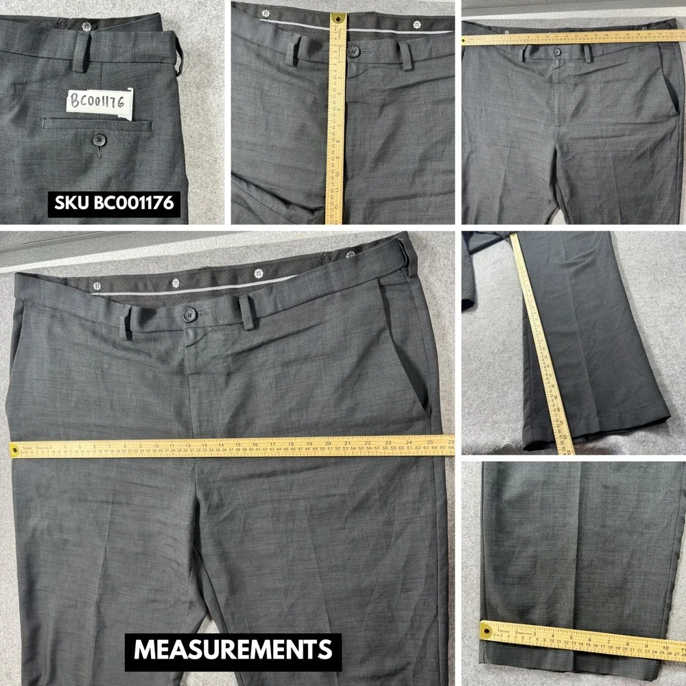 Haggar Mens Dress Pants 44x29 Charcoal Grey Flat Front Lightweight